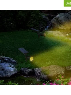 2er-Set: LED-Solarleuchten "Spiky" in Schwarz - (H)42 cm