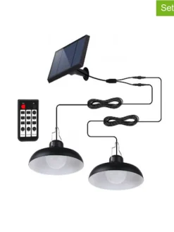 2er-Set: LED-Solarleuchten "Waren" in Schwarz - Ø 18 cm