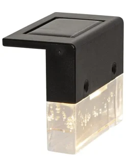 4er-Set: LED-Solar-Wandleuchte "Bubbly Fence" in Schwarz - (B)6,5 x (H)8 cm