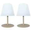 2er-Set: LED-Tischleuchten "Twins" in Weiß/ Beige - Ø 11 x (H)16 cm