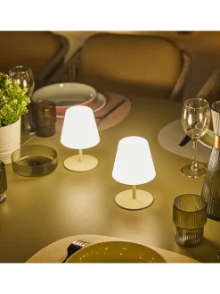 2er-Set: LED-Tischleuchten "Twins" in Weiß/ Beige - Ø 11 x (H)16 cm