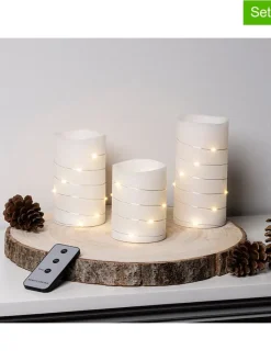 3er-Set: LED-Wachskerzen in Weiß