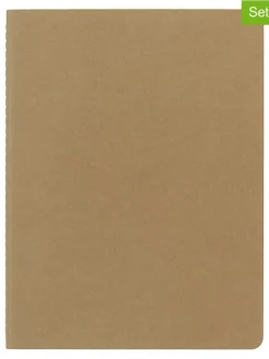 4er-Set: Linierte Notizbücher in Hellbraun - (B)19 x (H)25 cm