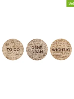 3er-Set: Magnete "Denk dran" in Natur - Ø 2,5 cm