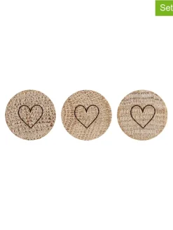 3er-Set: Magnete "Herz" in Natur - Ø 2,5 cm