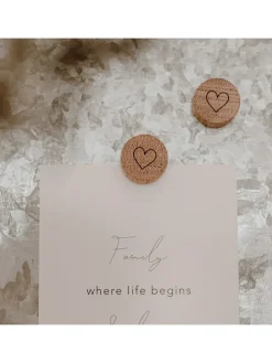 3er-Set: Magnete "Herz" in Natur - Ø 2,5 cm