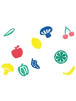 10er-Set: Mega-Stempel "Gemüse und Obst" in Weiß