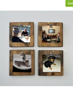 4er-Set: Memoboards "Aa066" in Natur - (B)15 x (H)15 cm