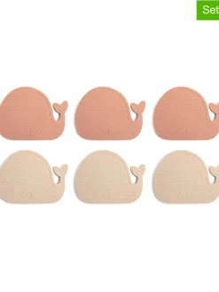 6er-Set: Mini-Badewannenmatten "Whales Rose Mix" in Rosa
