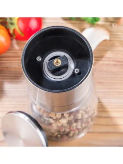 3er-Set: Mini-Edelstahl-Salz-/ Pfeffermühlen - (H)5,6 x Ø 3,2 cm