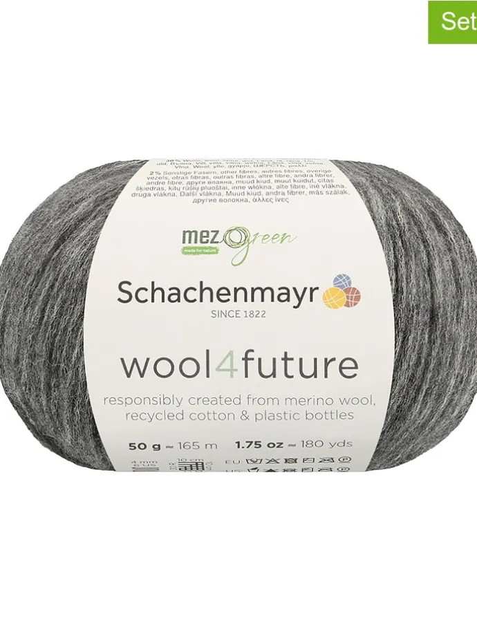 10er-Set: Mixgarne "wool4future" in Anthrazit - 10x 50 g