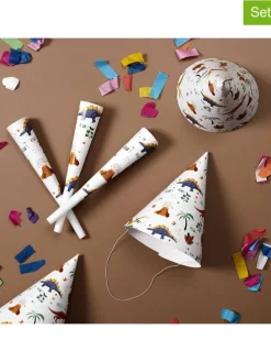 3er-Set: Partytrompeten "Dinosaurier" in Weiß - 3x 6 Stück