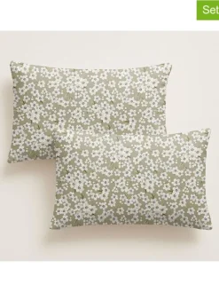 2er-Set: Perkal-Kissenhüllen in Khaki