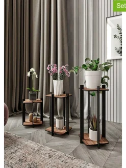 3er-Set: Pflanzenständer in Braun/ Schwarz