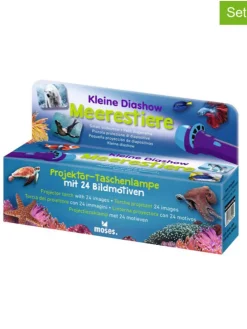 2er-Set: Projektor-Taschenlampen "Meerestiere" in Blau - ab 3 Jahren