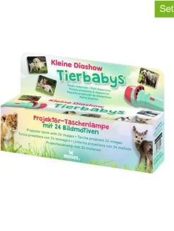 2er-Set: Projektor-Taschenlampe "Tierbabys" in Grün - ab 3 Jahren