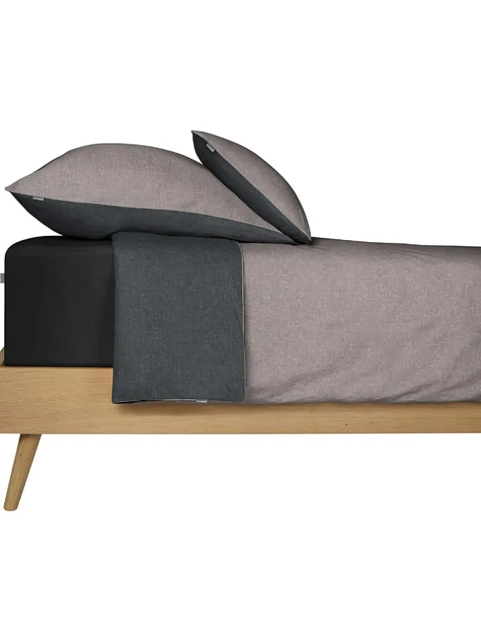 2er-Set: Renforcé-Kissenhüllen in Grau/ Anthrazit