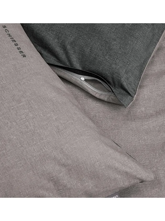 2er-Set: Renforcé-Kissenhüllen in Grau/ Anthrazit