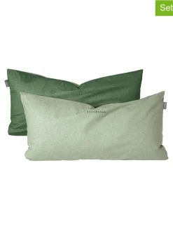 2er-Set: Renforcé-Kissenhüllen in Grün