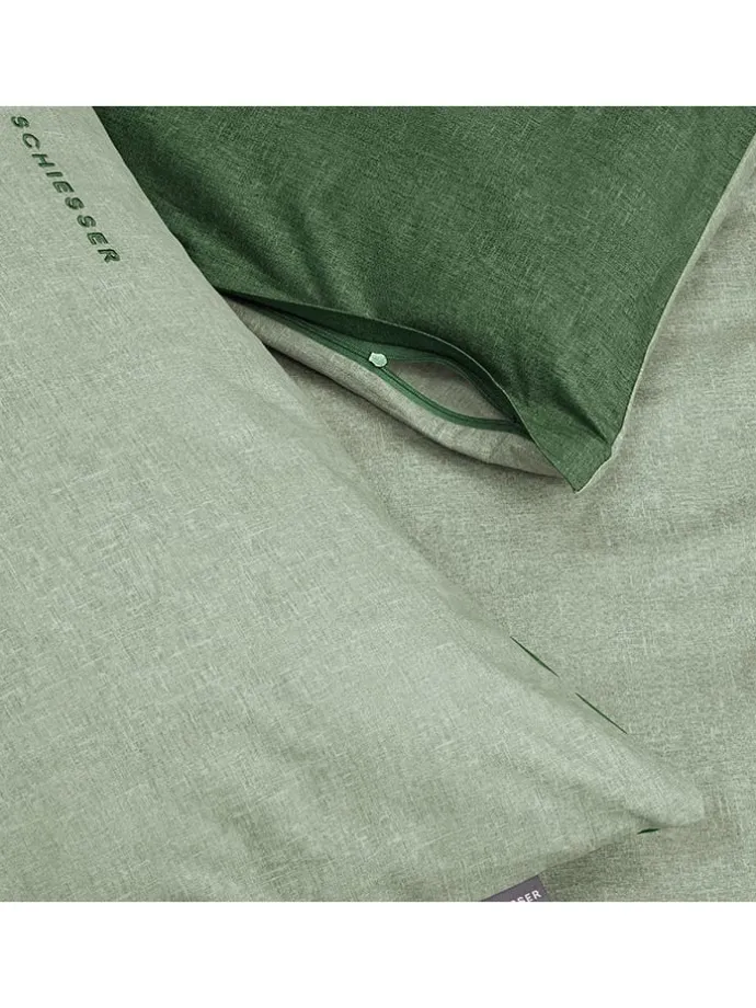 2er-Set: Renforcé-Kissenhüllen in Grün