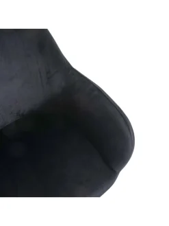 6er-Set Retro Esszimmerstuhl F18, Samt schwarz, goldene Beine