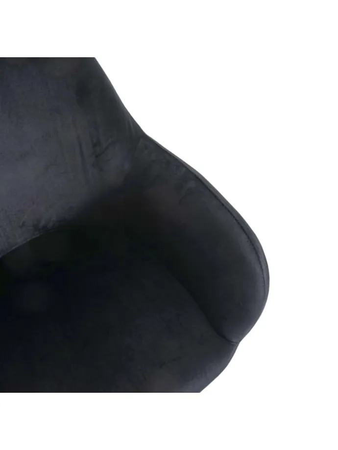 6er-Set Retro Esszimmerstuhl F18, Samt schwarz, goldene Beine