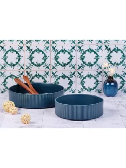 2er-Set: Salatschalen "Scandi" in Dunkelblau