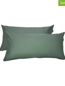 2er-Set: Satin-Kissenhüllen "Ella" in Dunkelgrün