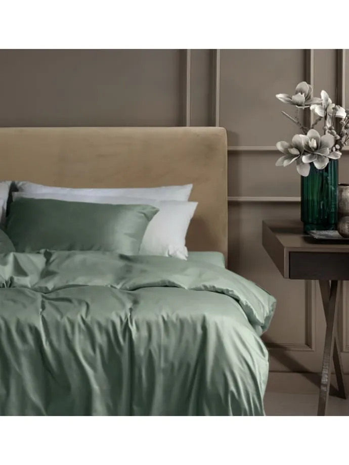 2er-Set: Satin-Kissenhüllen "Ella" in Dunkelgrün