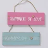 2er-Set: Schilder "Summer of Love" in Türkis/ Pink - (B)30 x (H)10 cm