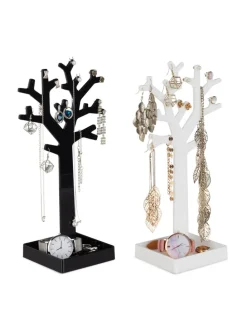 2er-Set: Schmuckständer Baum in Schwarz/Weiß