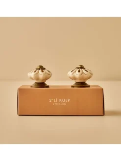 2er-Set: Schrankgriffe ''Aeris'' in Creme - (H)6,5 x Ø 3 cm