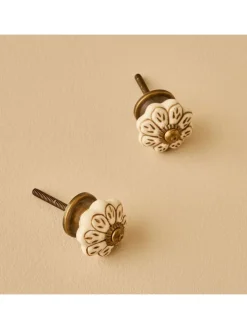 2er-Set: Schrankgriffe ''Dulcie'' in Creme - (H)6,5 x Ø 3 cm