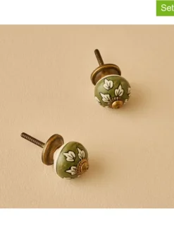 2er-Set: Schrankgriffe ''Vera'' in Grün - (H)6,5 x Ø 3 cm