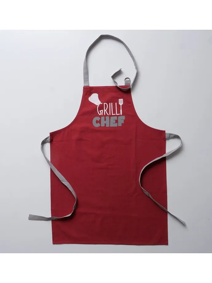 2er-Set: Schürzen "Grillzeit" in Rot/ Hellgrau - (L)84 x (B)60 cm