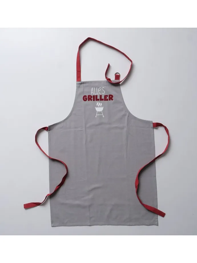 2er-Set: Schürzen "Grillzeit" in Rot/ Hellgrau - (L)84 x (B)60 cm