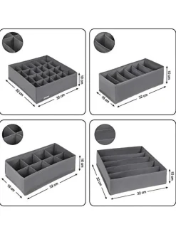 8er-Set: Schubladen-Organizer in Grau