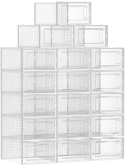 18er-Set: Schuhboxen in Transparent - (B)23 x (H)14,3 x (T)33,5 cm