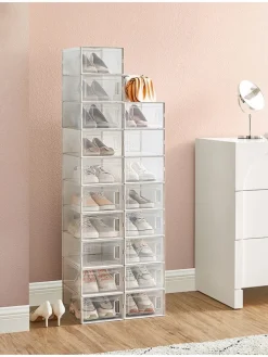 18er-Set: Schuhboxen in Transparent - (B)23 x (H)14,3 x (T)33,5 cm