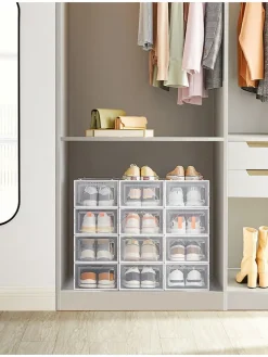 12er-Set: Schuhboxen in Transparent - (B)23 x (H)14,3 x (T)33,5 cm