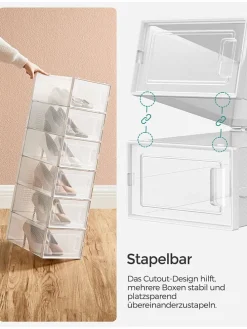 12er-Set: Schuhboxen in Transparent - (B)23 x (H)14,3 x (T)33,5 cm