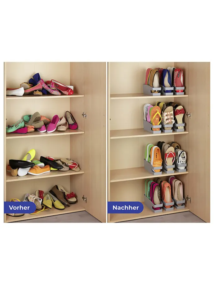 3er-Set: Schuhhalter in Grau - (B)9 x (H)9,5 x (T)26,5 cm