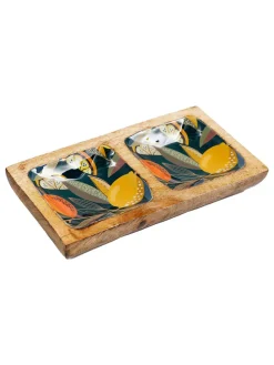 2er-Set: Servierplatten in Türkis/ Creme/ Hellbraun - (L)20 x (B)10 cm