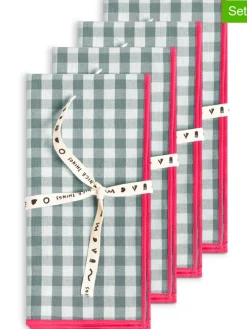 4er-Set: Servietten "Contrast Edge" in Grün - (B)40 x (H)40 cm