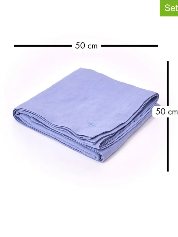 4er-Set: Servietten "Sandibe" in Blau - (L)50 x (B)50 cm
