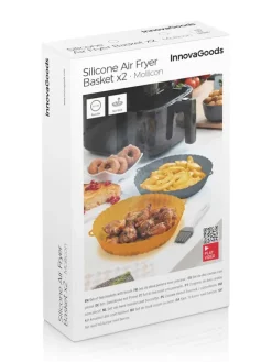 2er-Set Silicon-Einsätze für Heißluftfritteusen in Gelb/ Grau - Ø 21,5 cm