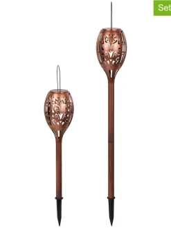 2er-Set: Solar-Gartenstecker in Kupfer