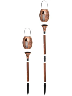 2er-Set: Solar-Gartenstecker in Kupfer