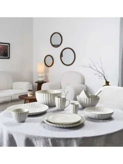 6er-Set: Speiseteller ''Vlora'' in Creme - Ø 21,7 cm