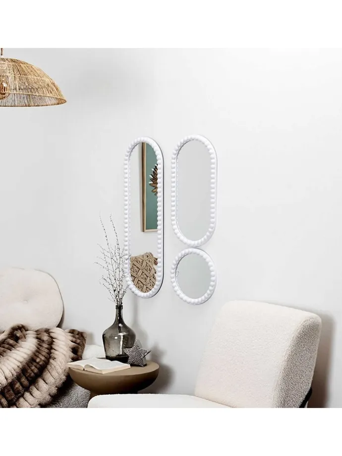 3er-Set: Spiegel ''Corfu'' in Weiß